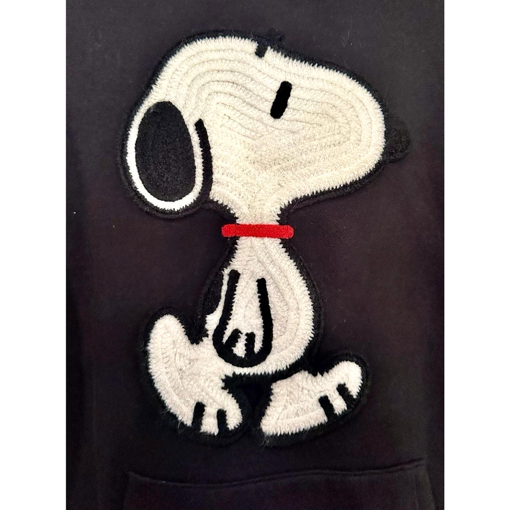 Peanuts Snoopy Black White Hoodie Sweatshirt Embroidered 2XL Pocket Stretch - Picture 5 of 7